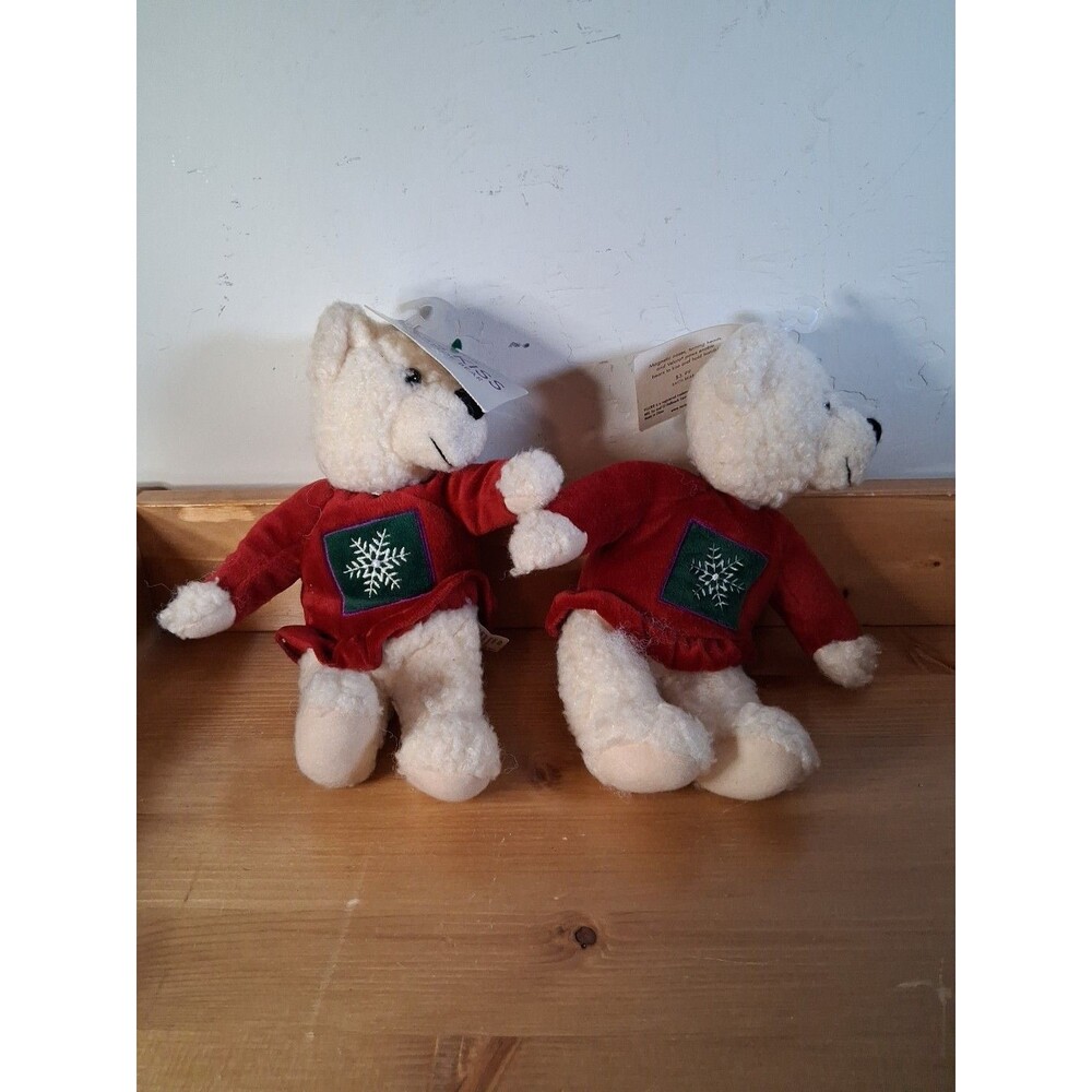 Hallmark KISS KISS MISLETOE BEARS Plush Toy Magnetic Hand Hold Lot Of 2 Same